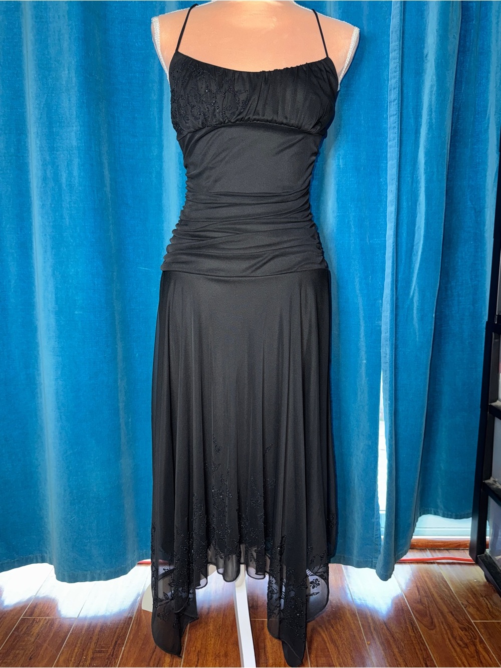 Trixxi Black Spaghetti Strap Evening Dress